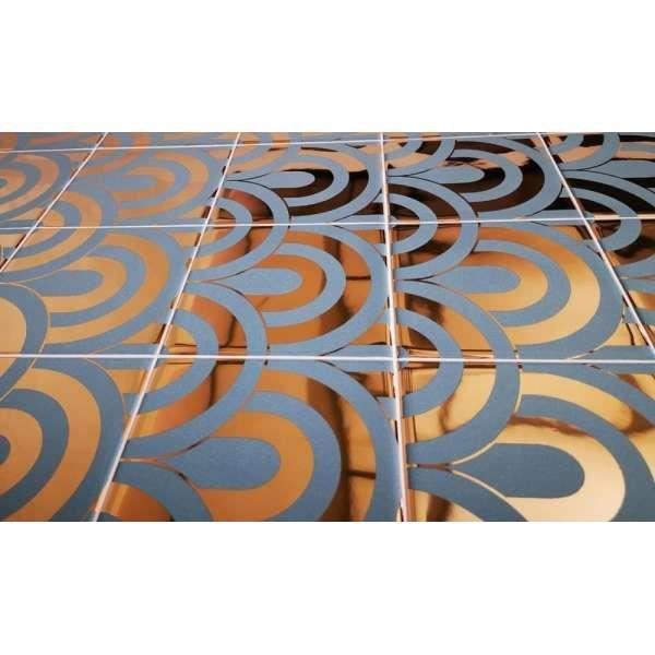carrelage mural faience hanami takada turquesa oro faience turquoise a motifs sur fond or revetement mural petit format mot cdiscount bricolage