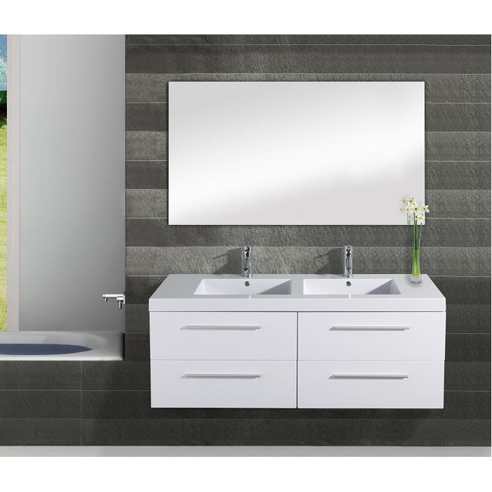 Meuble Double Vasque Saturn 140cm Blanc Achat Vente Meuble