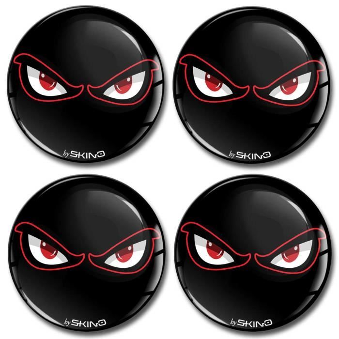 4 x Autocollants Jantes 3D gel Silicone Emblème Badge pour Voiture Stickers Logo No Fear Eyes Décoratif Enjoliveurs Cache Moyeu R