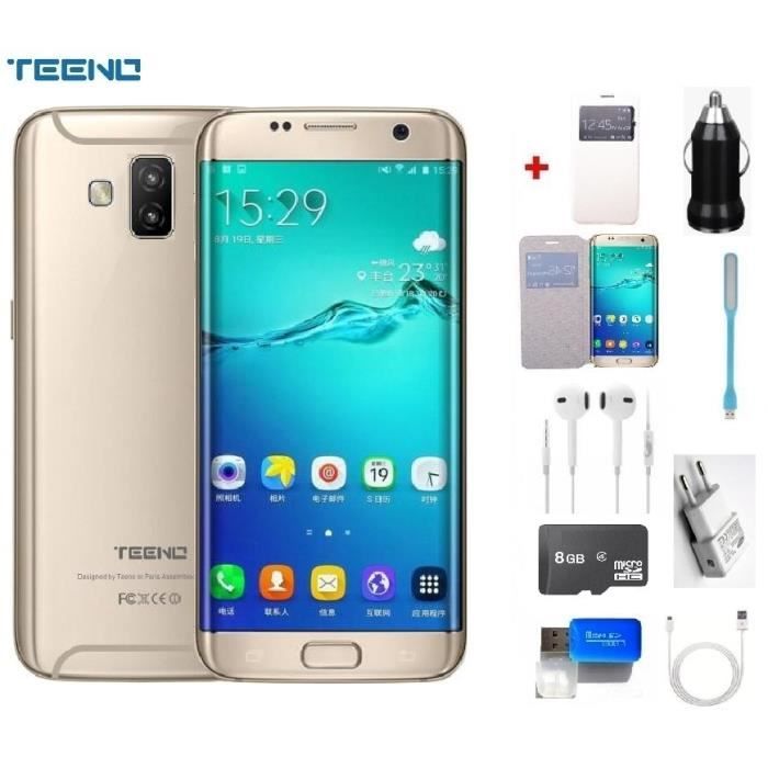 Vente Téléphone portable Débloqué TEENO 5.5" FHD Smartphone 4G Or(Double SIM - Double Caméras - Quad Core- Android) + 9 Accessoires pas cher Vente Téléphone portable Débloqué TEENO 5.5" FHD Smartphone 4G Or(Double SIM - Double Caméras - Quad Core- Android) + 9 Accessoires pas cher