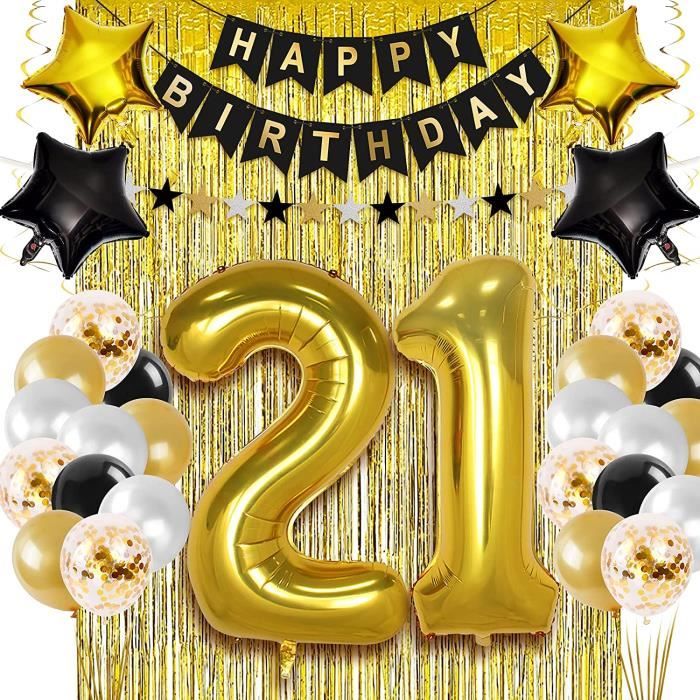 21 Ans Deco Anniversaire Or Noir Anniversaire Decoration Banniere Joyeux Anniversaire Rideau A Or Franges Confettis Latex N 644 Cdiscount Beaux Arts Et Loisirs Creatifs
