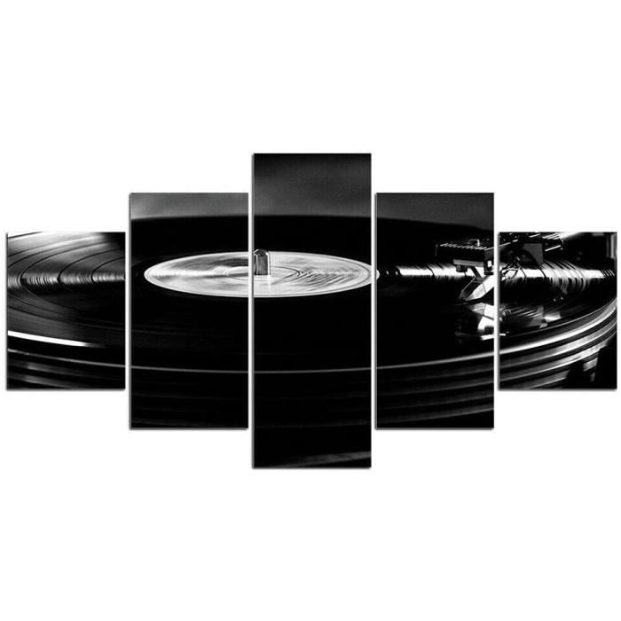 Impression Sur Toile 5 Pieces Musique De Disque Vinyle Tableau Imprime Tableau Deco Murale Photo Avec Cadre 100x50cm 5687 Cdiscount Maison