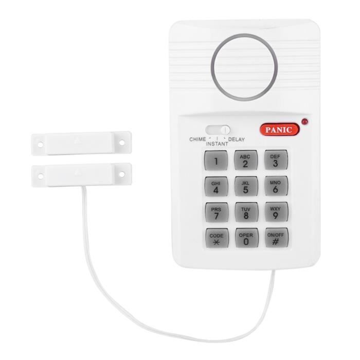 Cikonielf clavier d'alarme Système d'alarme de porte Clavier de sécurité à 3 réglages avec bouton panique pour bureau à