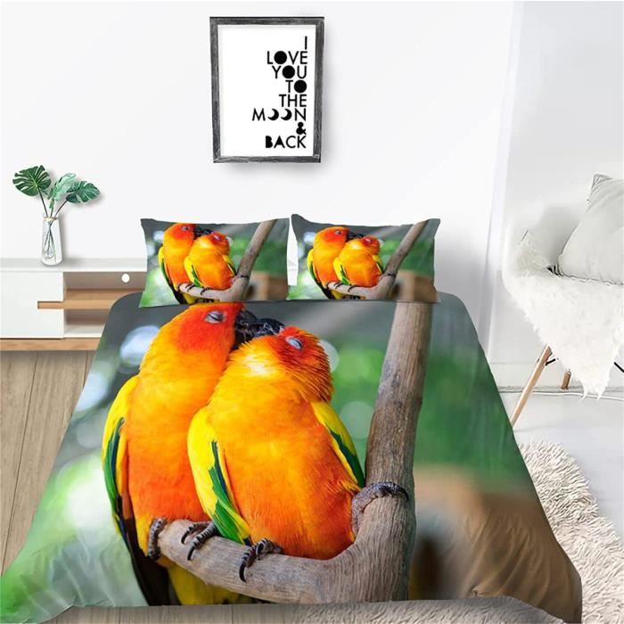 ECOTOS Housse De Couette Citron 140x200 - Parure De Lit 1 Personne