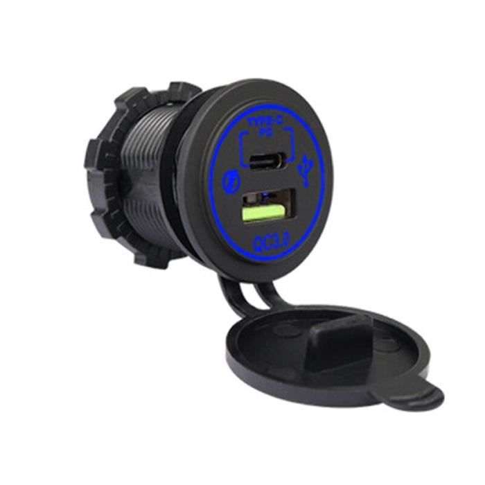 Queen.Y Chargeur USB Double 3.1A Étanche – Prise Rapide 12-24V Pour Voiture, Bateau, Moto & Camping-Car Avec Afficheur Tension
