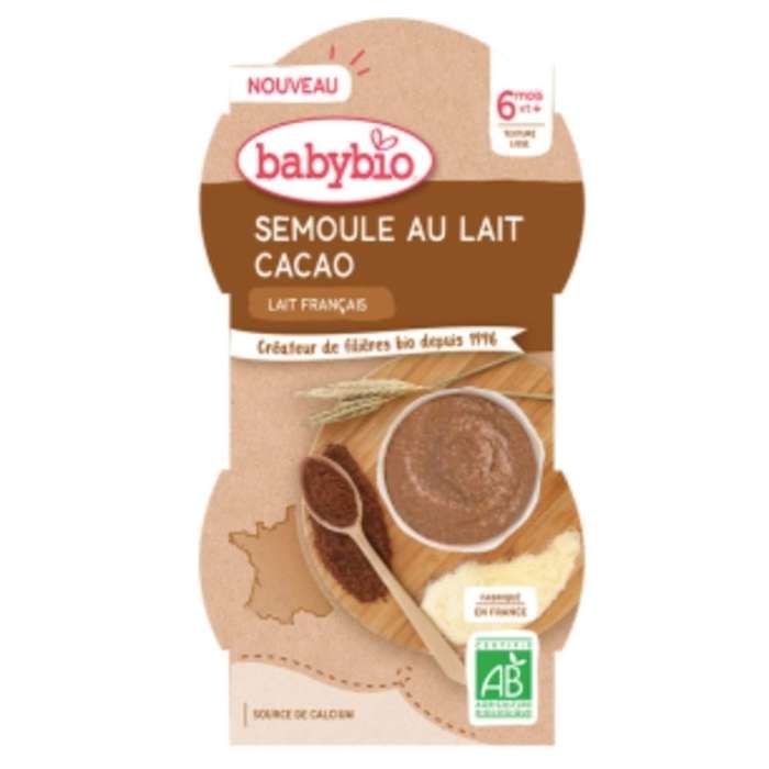 Dessert Lacté Babybio Semoule Au Lait Cacao 6+ Mois - Bio Sans Arôme Ajouté