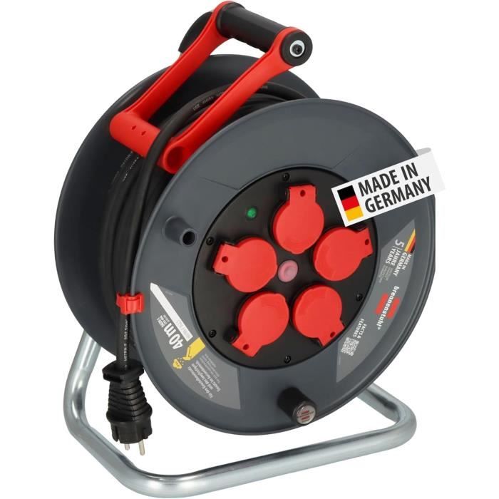 Enrouleur de câble - BRENNENSTUHL - 320 KU 4200 - 40 m - 5 prises étanches - Protection surchauffe