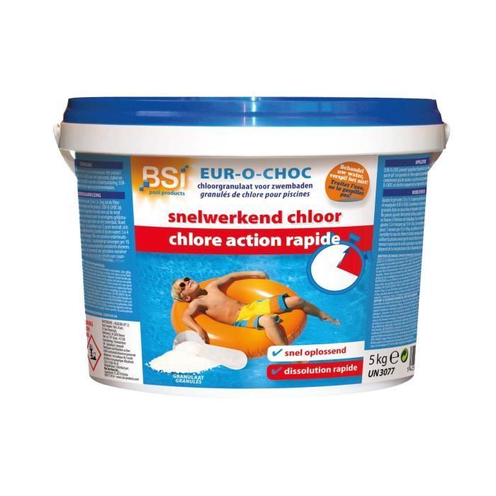 BSI - Chlore action rapide ou chlore choc - Granulés - Dissolution rapide - Désinfection - Piscine - 5 kg