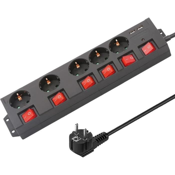 AS-Schwabe Verteilerleiste 6 Steckdosen Vollgummi 230V H07RN 3G2,5 - 2