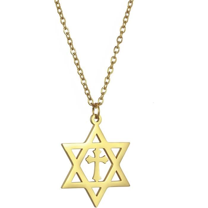Collier étoile De David En Acier Inoxydable, Chaîne Câble Argenté - Unisexe Adulte, Neuf Avec étiquettes