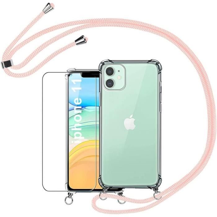 Coque Pendentif Transparente Pour IPhone 17 Pro Max (6.9") - Cordon Vert/Doré - TuMundoSmartphone