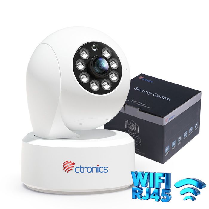 Ctronics 25K 4MP Caméra Surveillance WiFi Intérieure 24-5Ghz Vision Nocturne Couleur 20m Détection Humaine-Mouvement