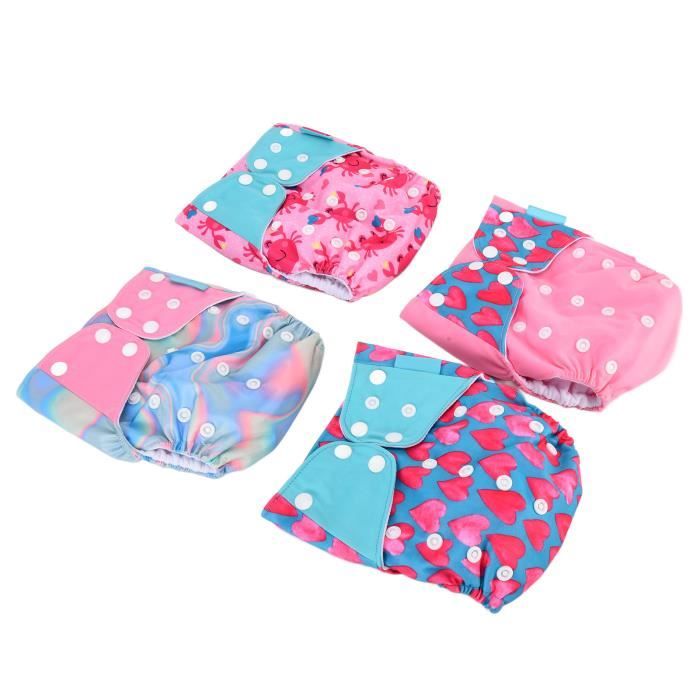 EJ.life Couche lavable réutilisable pour bébé 4 pièces couche lavable