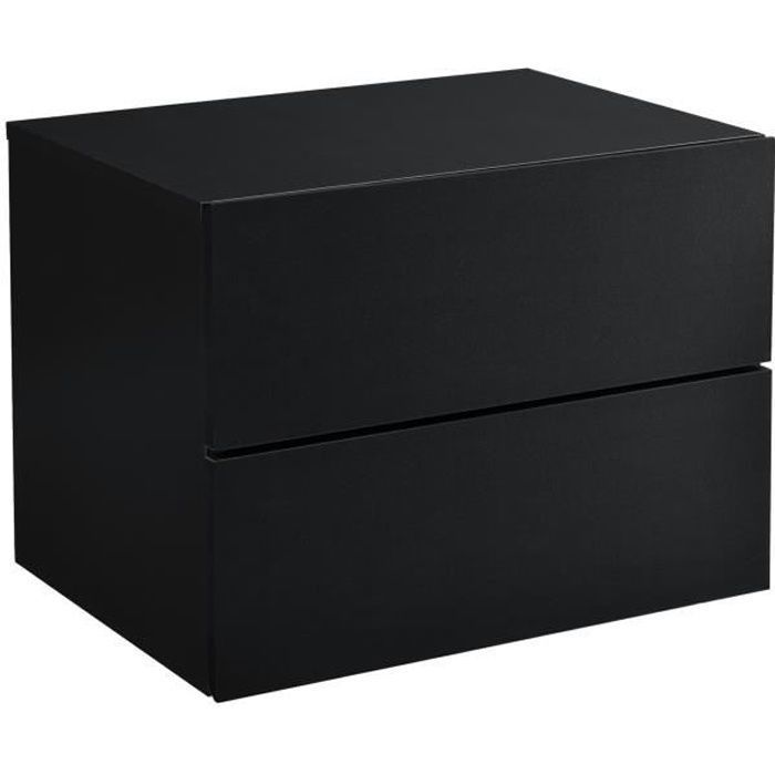 [en.casa] Armoire Murale avec 2 Tiroirs Table de Chevet Suspendue Table de Nuit Panneau de Particule Noir 40 x 29 x 30 cm