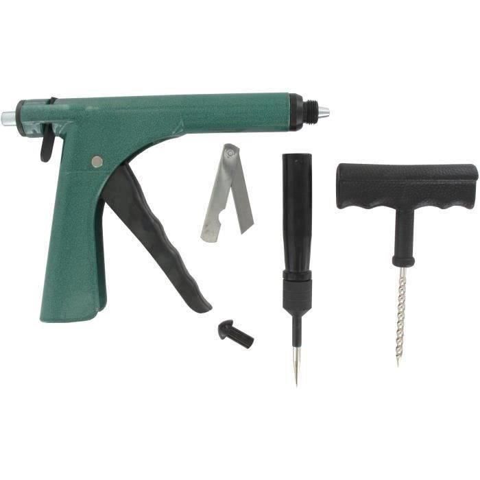 Coffret de réparation complet pour pneumatiques tubeless comprenant outils de perçage du pneumatique