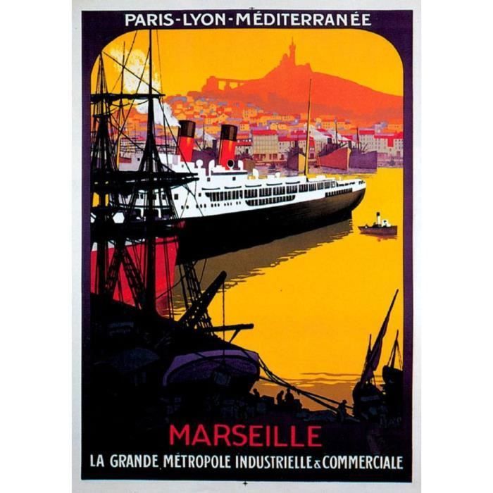 Poster Affiche Marseille Port Affiche Poster Vintage Voyage Art Deco 30's  31cm x 44cm - Cdiscount Maison