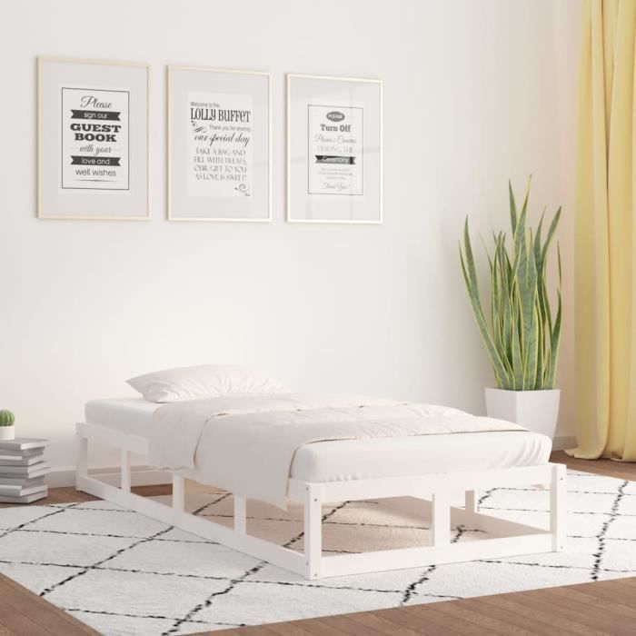 famirosa cadre de lit blanc 90x200 cm bois massif-782