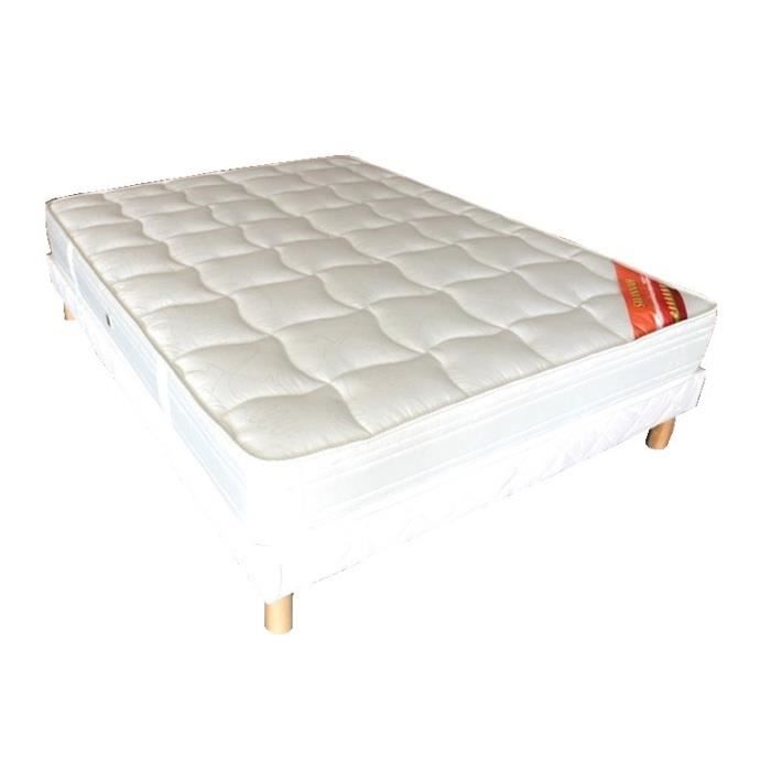 Ensemble matelas SAVANAH et sommier VOLIGE 160x200 - HEVEA SELECTION - Mousse - Blanc - Equilibré