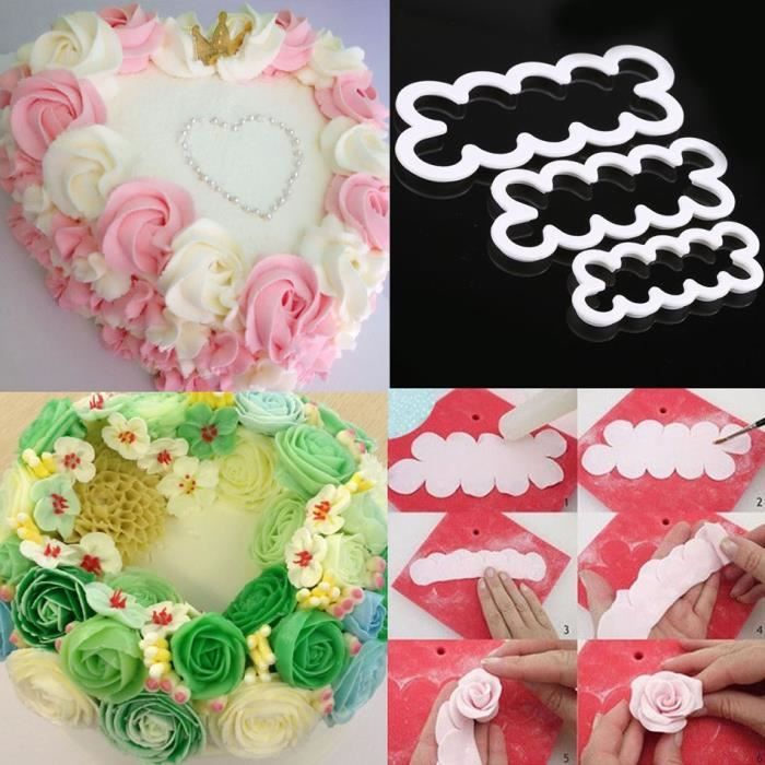 3pcs Moule Fleur Modele Decor Mold Gateau Moule Chocolat Sugarcraft Moule Outil De Cuisine Cdiscount Maison