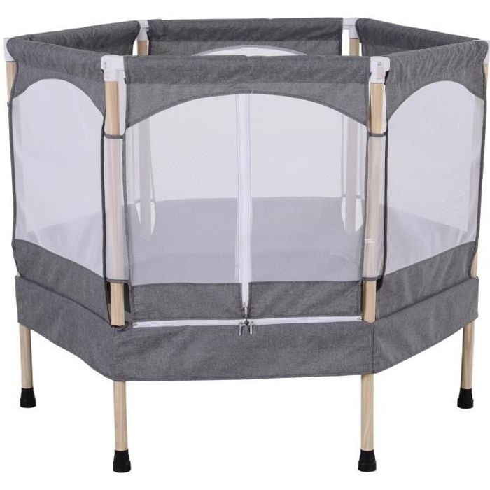 Homcom Trampoline Enfant dim 126L x 109l x 98H cm Filet de s/écurit/é Porte zip/ée Couvre-Ressorts Inclus Rose