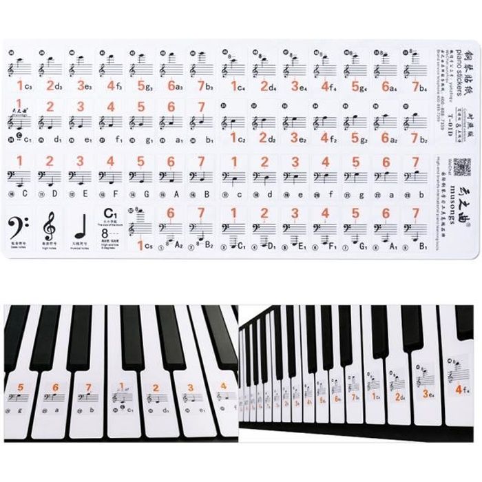 Piano Clavier Note Musique Autocollants Stickers Solfège