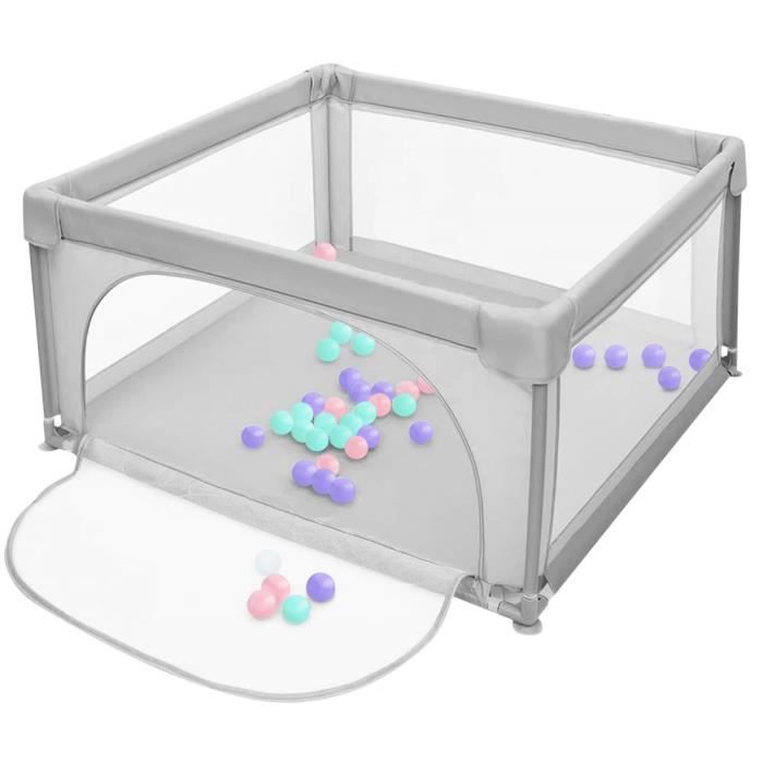 Parc De Jeux Pour Bébé 120x120x68 Cm - Avec Porte à Glissière, 50 Balles Et Poignées - Tissu Oxford Lavable