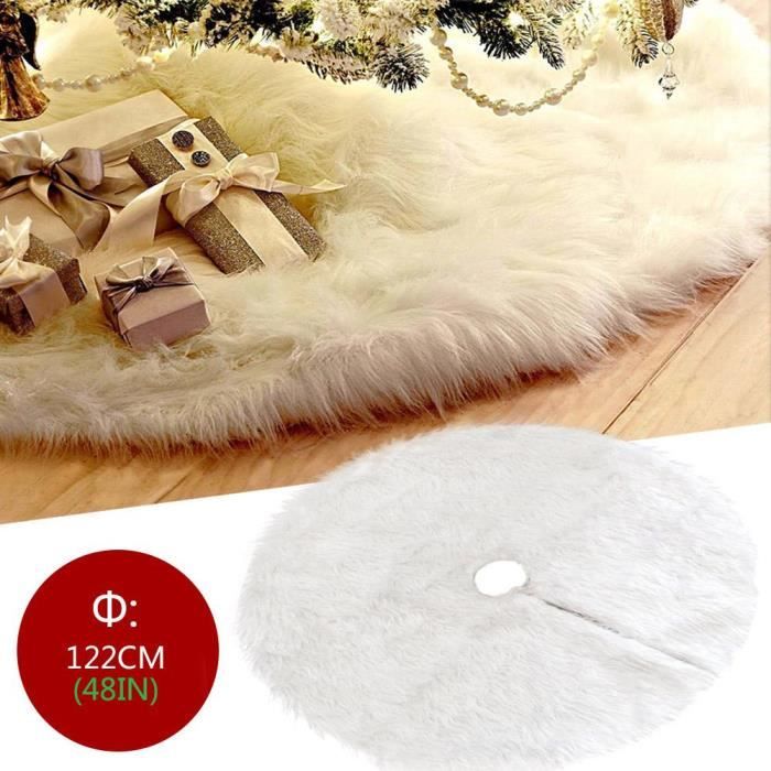 90Cm Jupe De Sapin De Noël En Peluche Blanc Couvre Pied De Sapin De Noel Jupe D'Arbre De Noël