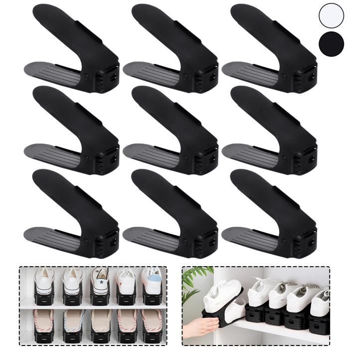 10 Supports à Chaussures Réglables - Gain De Place, Empilage Vertical, Matériau PP Résistant
