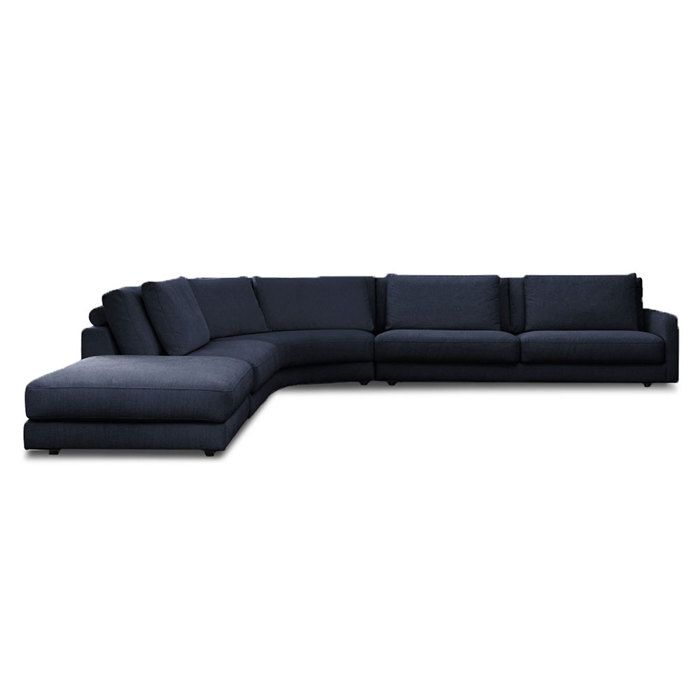 Canapé d'angle 5 places Bleu Tissu Luxe Contemporain Confort
