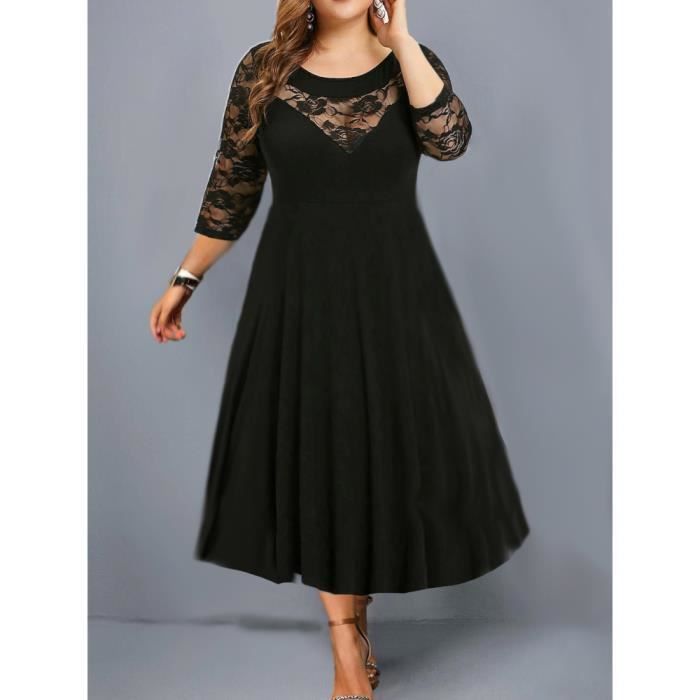 Robe de soiree noire en dentelle grande taille 5XL 6XL vetements pour femmes printemps ete 2023 robe longue 1.5mmx14569m Blanc Cdiscount Pret a Porter