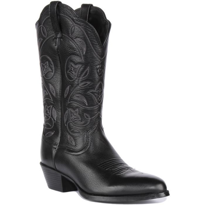 Ariat Heritage R Toe Botte western en cuir pleine fleur pour femme en noir Noir 38.5 Cdiscount Chaussures