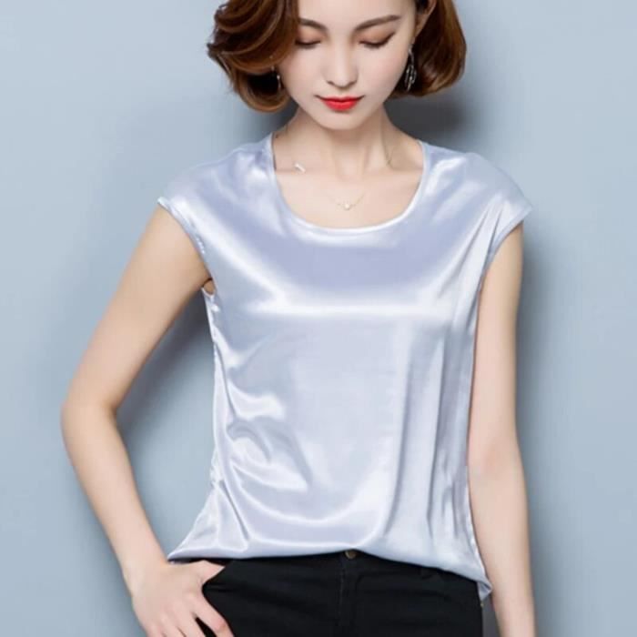 T-Shirt Femme Aottori Col En V - Manches Courtes Amples - 93% Coton - Tunique Longue Décontractée