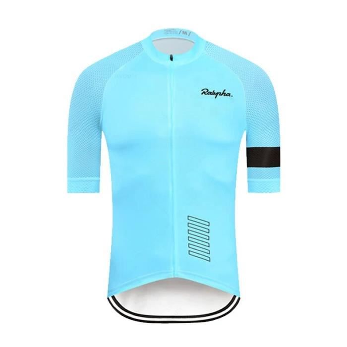 Maillot De Cyclisme Homme Manches Courtes - Tissu Respirant - 3 Poches Arrière - Bande Réfléchissante - Tailles S à 3XL
