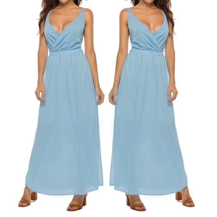 Acheter 2018 Nouveau Bleu Ciel Complet Perle Robe De Bal Robe De