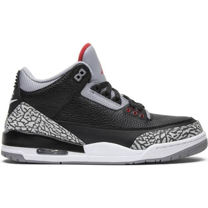 Baskets Jordan Air 3 Retro OG 'Black Cement' 2018 - NIKE JORDAN - SKU:854262 001 - Cuir verni - Lacets