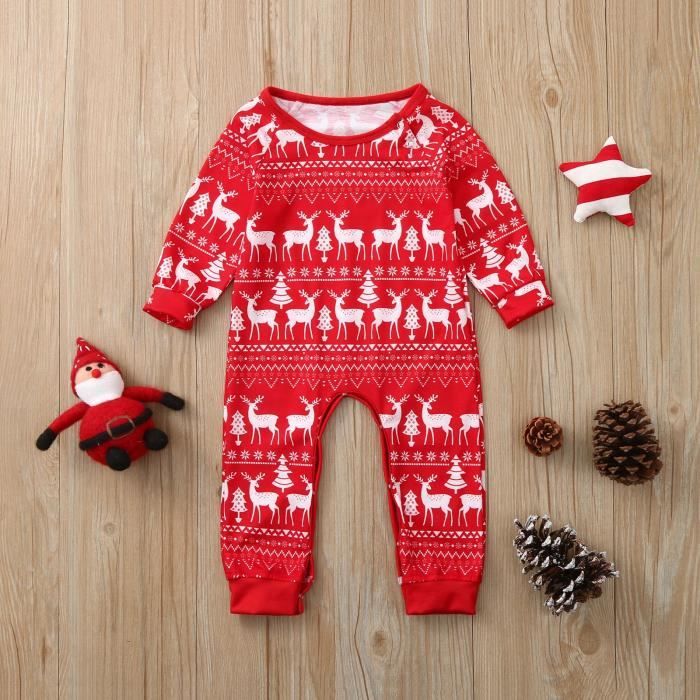 Vêtement Premier Noël Combinaison Noël Bébé My 1st Christmas - Barboteuse Bonnet - 2 Pièces - Taille 0-24 Mois Pyjama Noël Bébé