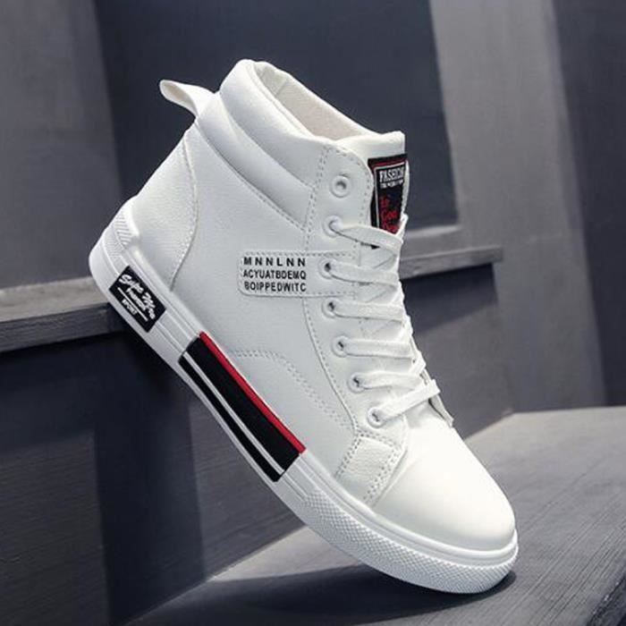 Basket Montantes Homme - Blanc - Casual Chaussure de Course