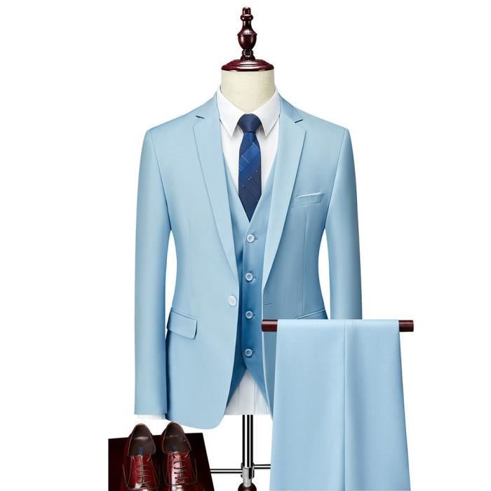 verdict Consistent lid Costume homme, marque de luxe, costume homme trois pièces, couleur unie,  costume de marié-bleu Bleu - Cdiscount Prêt-à-Porter