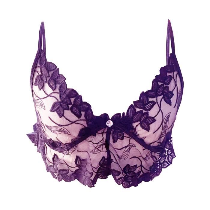 Soutien-gorge Dentelle Pour Femmes - Coupe Complète Avec Armatures - Rembourrage Doux - Tissu Respirant - Couleur Unie