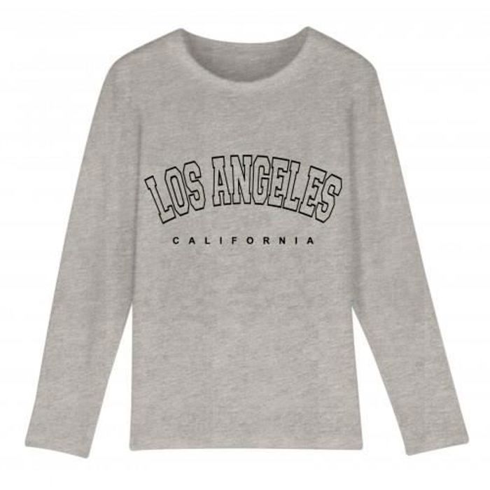 Tee shirt manches longues enfant fille Los Angeles gris 12 14
