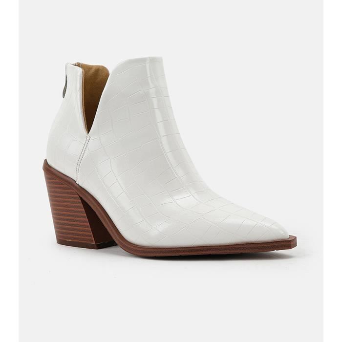 Bottes Femme Hautes Genou à Talon Bloc 10 Cm - Pointe Crocodile - Neuf Avec Emballage