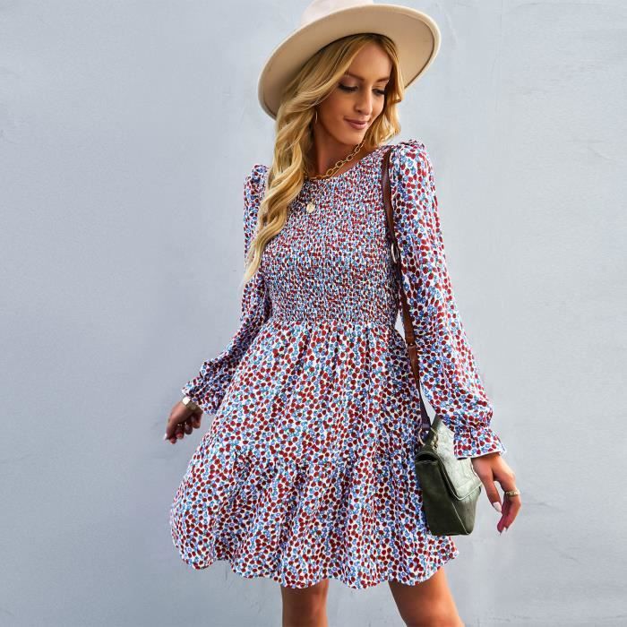 Robe Longue Femme Floral sans Manches Col V - Multicolor - Casual Maxi Robe de Plage Soirée
