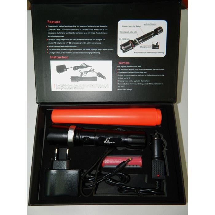 Lampe baton rechargeable police s/écurit/é routi/ère Lumineux lampe de 30cm