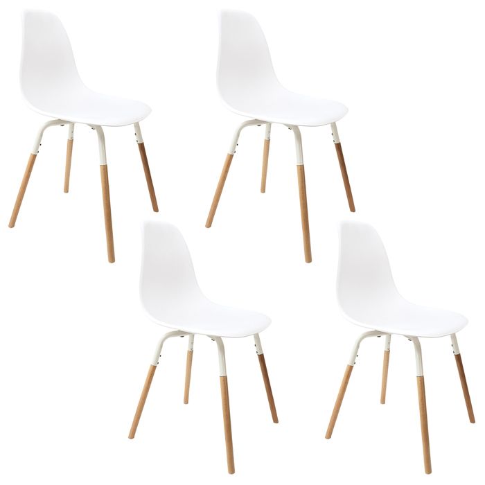Lot de 4 Chaises - HOME DECO FACTORY - Phenix - Design Scandinave - Blanches