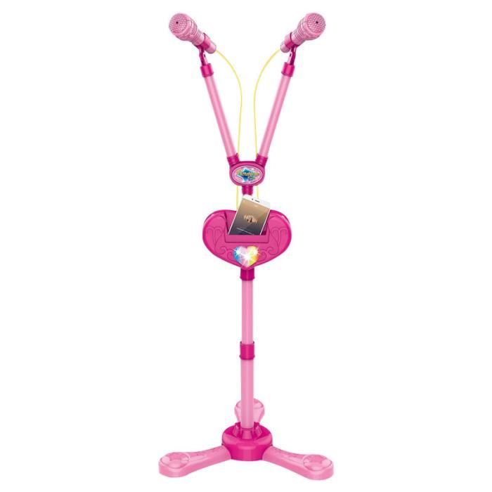 Micro Enfant sur Pied - ZGEER - Karaoké - Réglage de Hauteur - Connectivité MP3 - Rose
