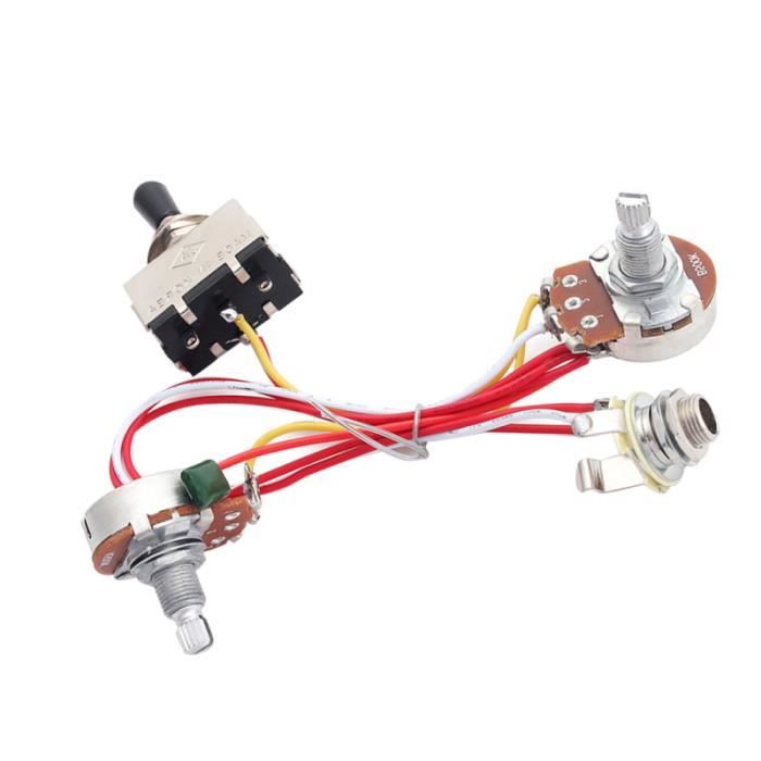 Kit de câblage pour guitare électrique, commutateur à 3 voies, 1 volume, tonalité, 500K Pots KIT