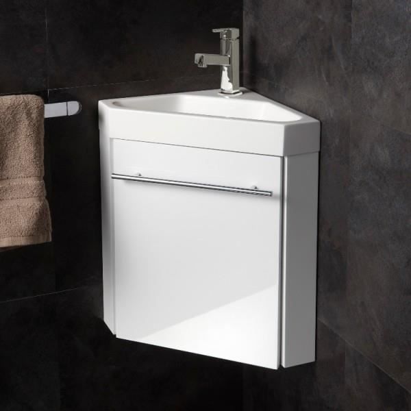 Lave Mains D Angle Avec Meuble Complet Blanc Brillant Et Mitigeur
