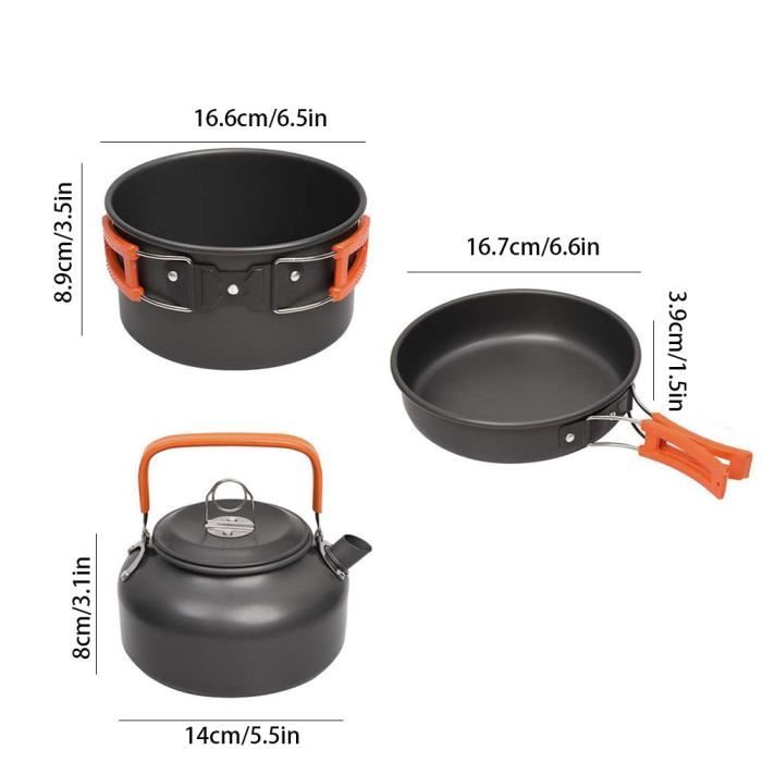 Camping Cookware Randonnée Pot Cuisson Cuisine Kit de batterie de cuisson antiadhésif pour pique