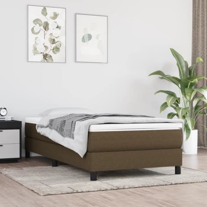 Cadre de lit à sommier tapissier Marron foncé 90x190 cm Tissu - SALALIS