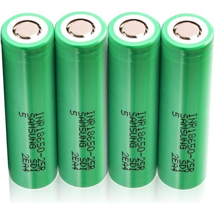 Authentic Samsung INR 18650-25R 3.6V 2500mAh Rechargeable Battery (4 pièces)